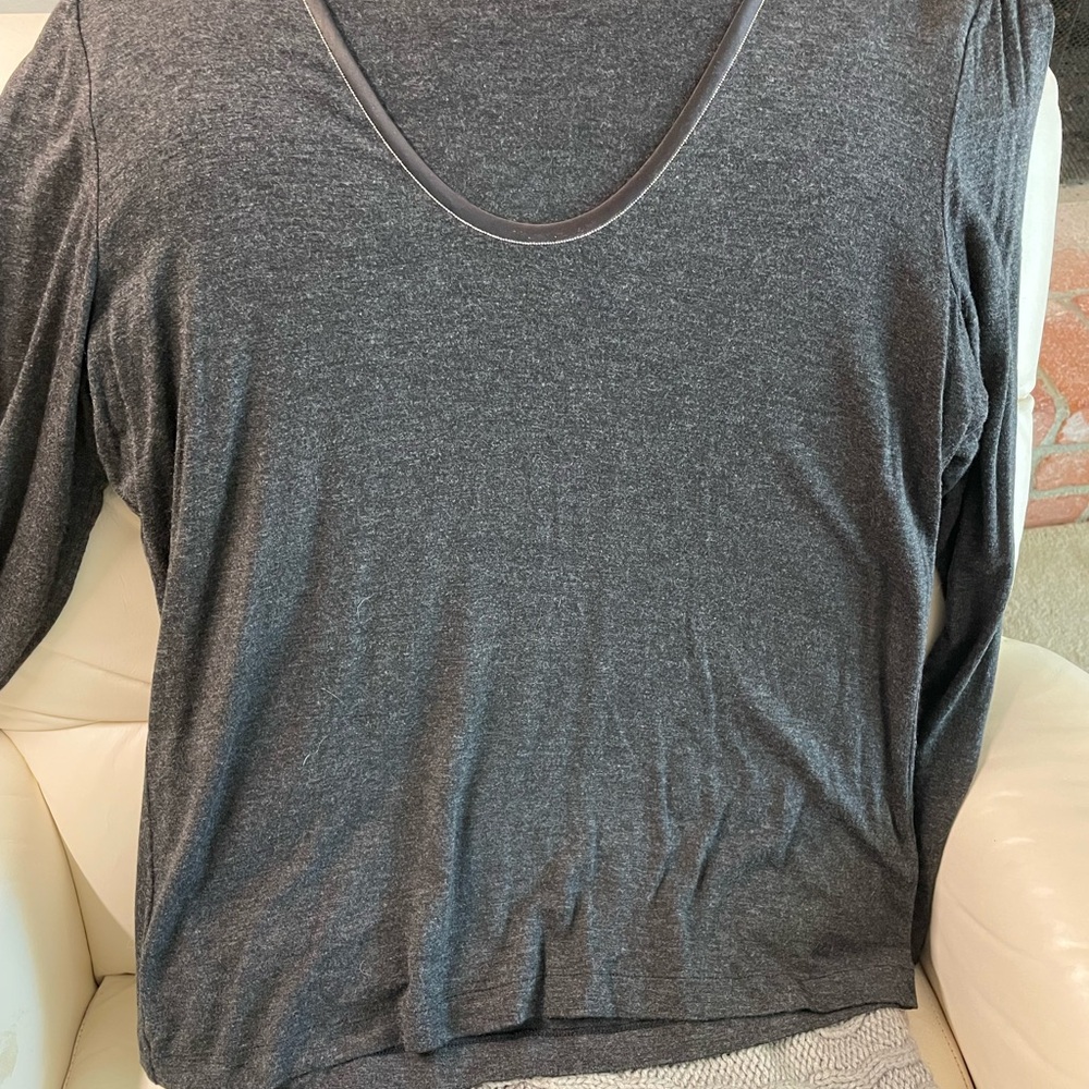 🌸Lafayette 148 New York long sleeved top with  subtle jeweled neckline
